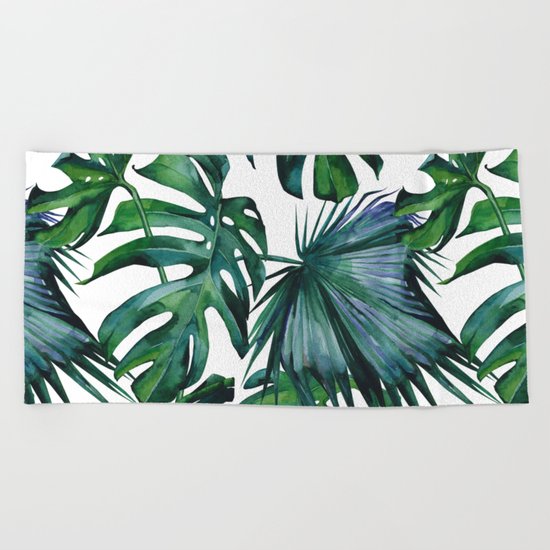 Tropical Palm Leaves Classic Beach Towel