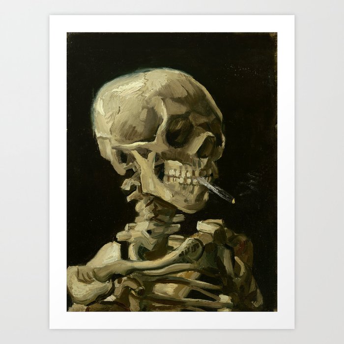 Vincent van Gogh - Skull of a Skeleton with Burning Cigarette Kunstdrucke | Gemälde, Oil, Expressionismus, Surrealismus, Horror, Schädel, Zigarette, Badass, Humor, Vincent