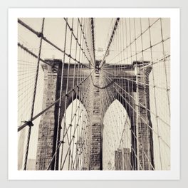 Brooklyn bridge, New York city, black & white photography, wall decoration, home decor, nyc fine art Art Print