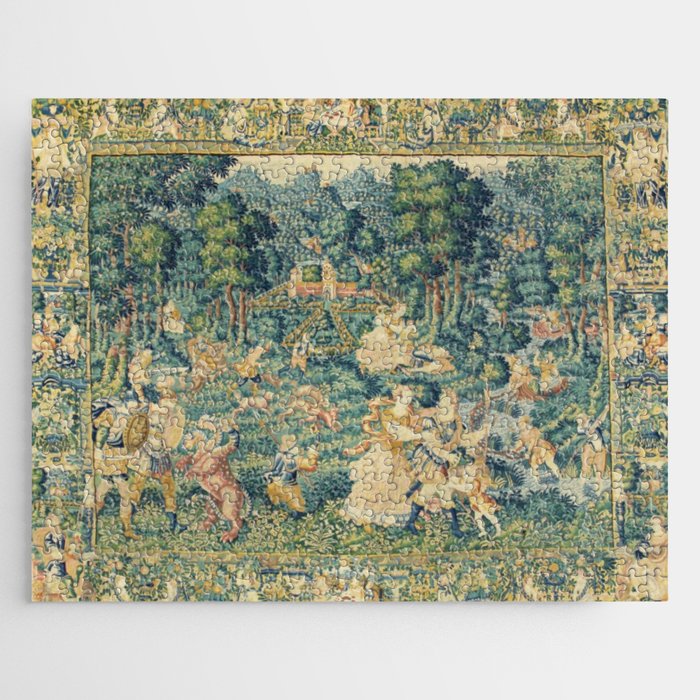 Antique 17th Century Flemish Verdure Landscape Tapestry Jigsaw Puzzle