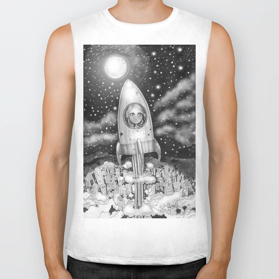 Running Away From Home In A Rocket Ship Biker Tank
