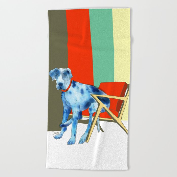 Great Dane in Chair #1 Beach Towel