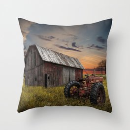 Abandoned Farmall Tractor and Barn Throw Pillow