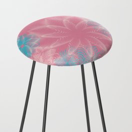 Pink and Blue Abstract Floral Counter Stool