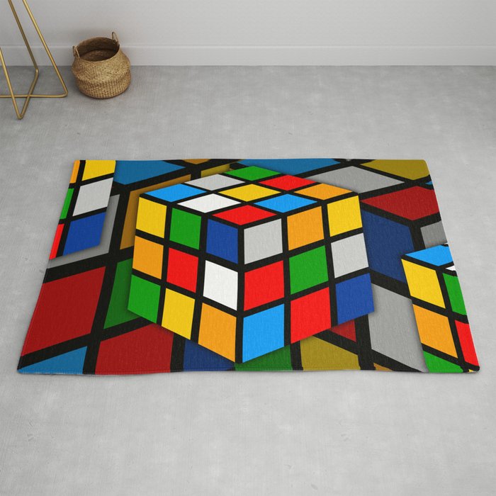 Multicolored Rubik Cube Rug By Sportxioma Society6