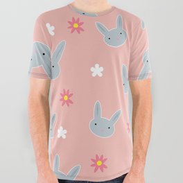 Cute Cute  Bunny - Pink All Over Graphic Tee