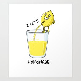 I love Lemonade shirt funny lemon peeing in glass Art Print