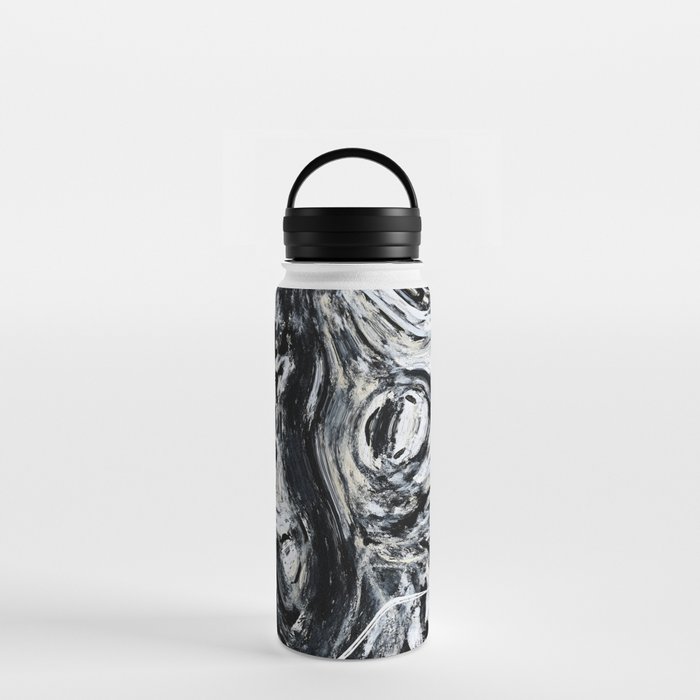 Velocity: A pretty abstract black and white painting by Alyssa Hamilton Art Water Bottle