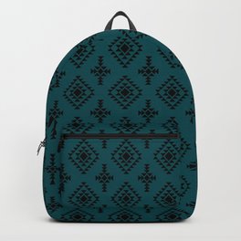 Teal Blue and Black Native American Tribal Pattern Backpack