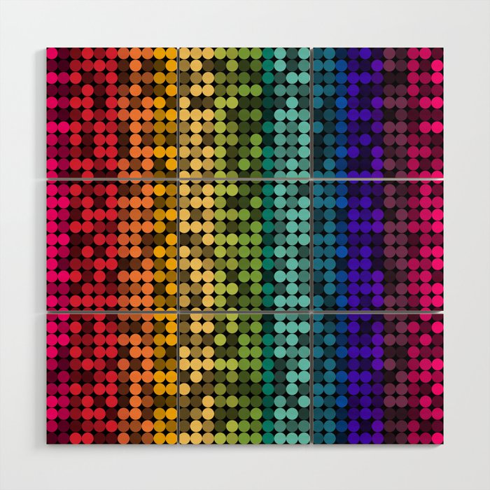 Disco Dots Vertical Spectrum Wood Wall Art