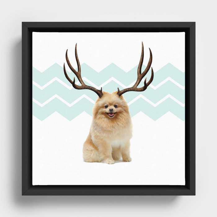 Puppy&Antlers Framed Canvas