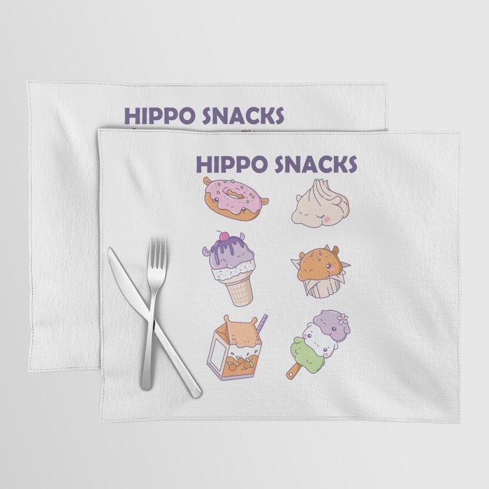 Fun Hippo Snacks Cute Kawaii Aesthetic Placemat