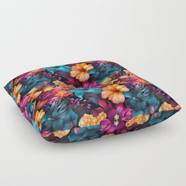 #25 Floral Pattern. Hibiscus Flower Pattern Floor Pillow