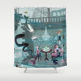 Mermaids' Tea Party Shower Curtain