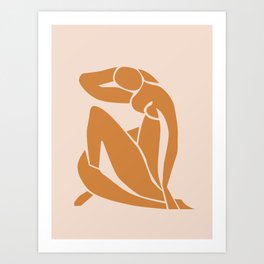 Henri Matisse Print - Abstract Art Poster -  Nude Minimalist Illustration LADY KNELT | large matisse | Modern Art | Nude Art | Feminist Art Print | Pop Art, Orange, Abstract, Henri, Fauvism, Street Art, Nude, Colored Pencil, Drawing, Stencil 
