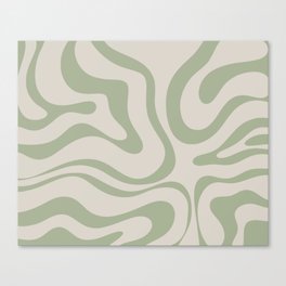 Liquid Swirl Abstract Pattern in Almond and Sage Green Canvas Print