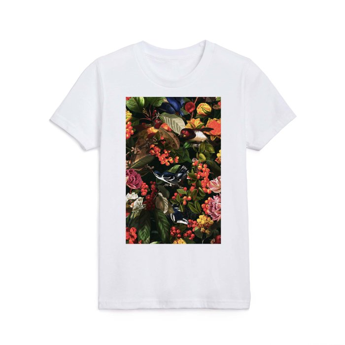 Floral and Birds XLVI - Night Kids T Shirt