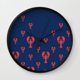 Lobster Squadron on navy background. Wall Clock