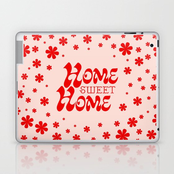 Home Sweet Home, Red and Light Pink Laptop & iPad Skin