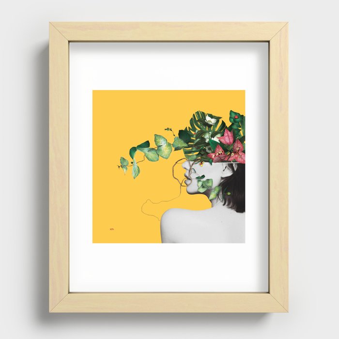 Lady Flowers Recessed Framed Print