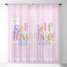 Self-Love Club with Daisies Sheer Curtain