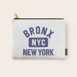 Bronx NYC Gym Style Distressed Navy Blue Print Carry-All Pouch
