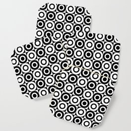 Mid Century Square and Circle Pattern 541 Black and White Coaster