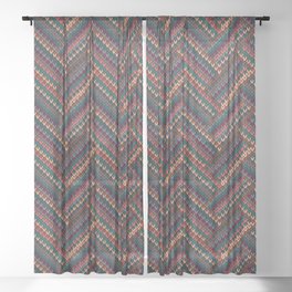 Knitted Textured Pattern Brown Sheer Curtain