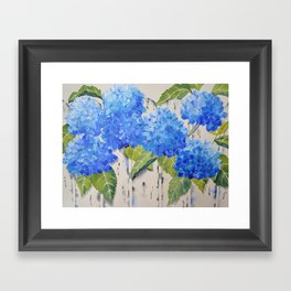 Picket Fence Hydrangeas Framed Art Print