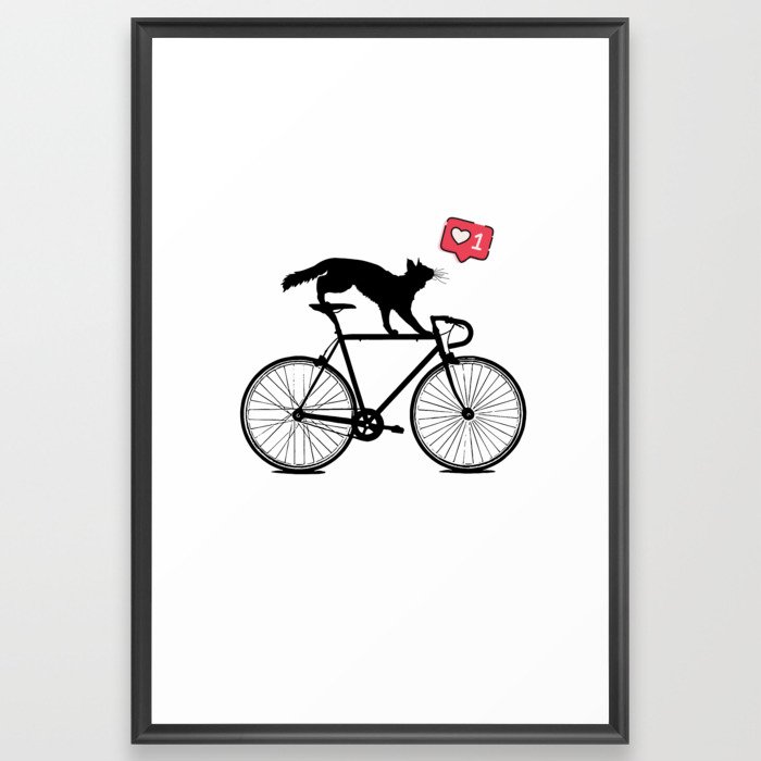 Cat on bike Framed Art Print