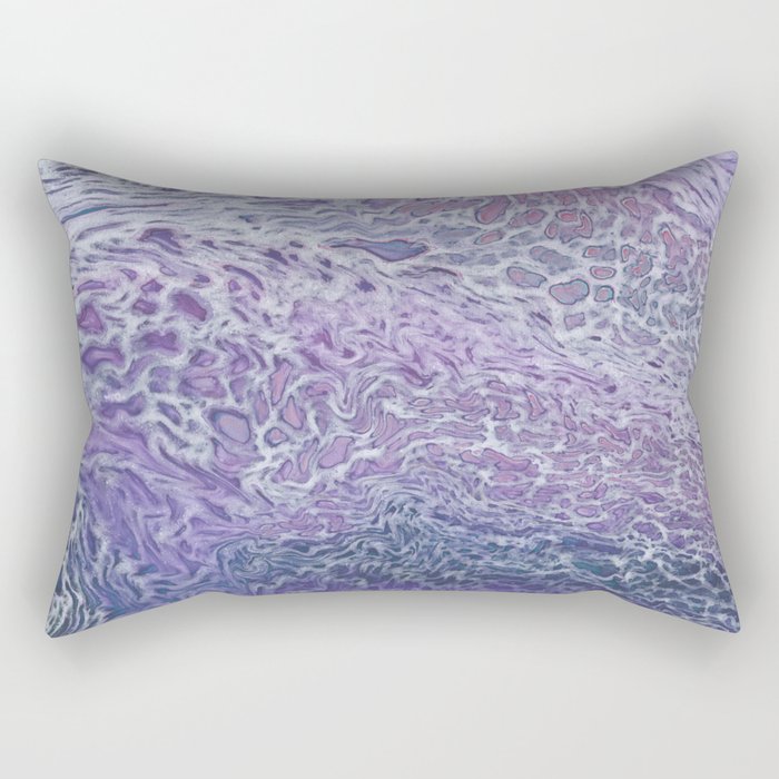 Lilac Acrylic Abstract Fluid Art Rectangular Pillow
