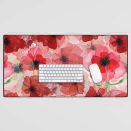 Pressed Poppy Blossom Pattern Desk Mat