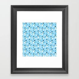 Christmas Pattern Blue Snowflake Snowman Cute Framed Art Print