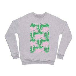 Retro Palm Trees Pastel Pink and Kelly Green Crewneck Sweatshirt