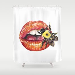 Lips + Bombus Shower Curtain