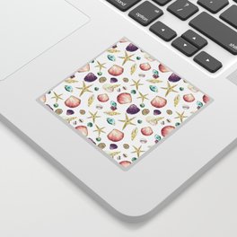 Watercolour Seashell repeat pattern Sticker