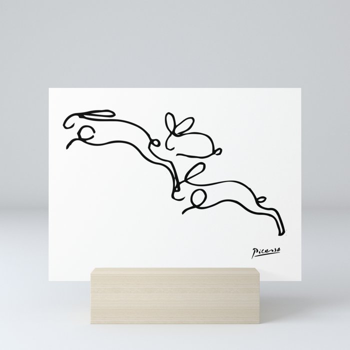 Picasso - Rabbits Line Drawing, Animals Sketch Mini Art Print