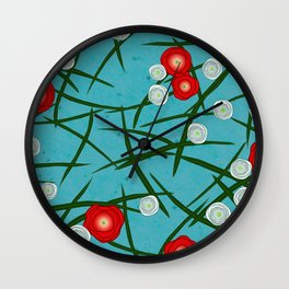 Japenese Water Flowers Pattern Wall Clock