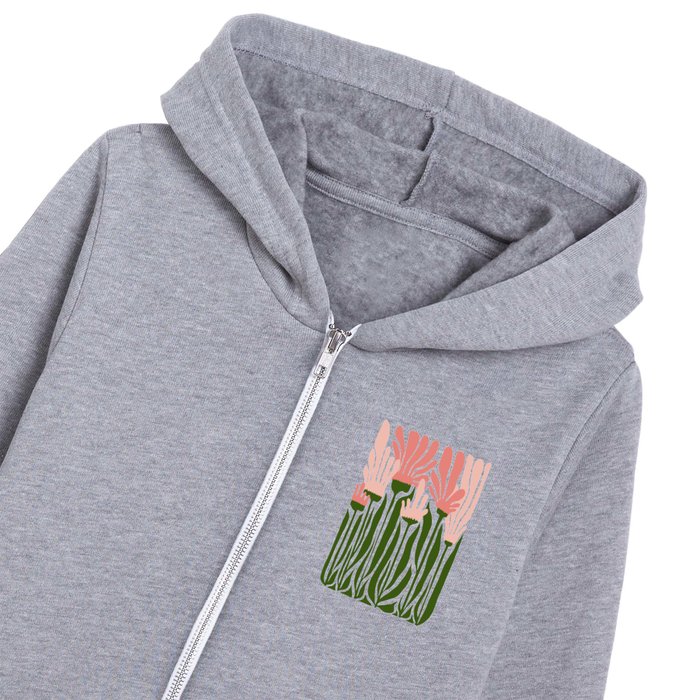 Pink Flower Plants Kids Zip Hoodie