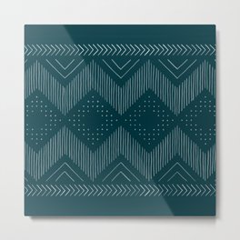 Teal Geo Metal Print | Painting, Abstract, Vintage, Ink, Geometric, Watercolor, Ethnic, Black And White, Diamond, Pattern 