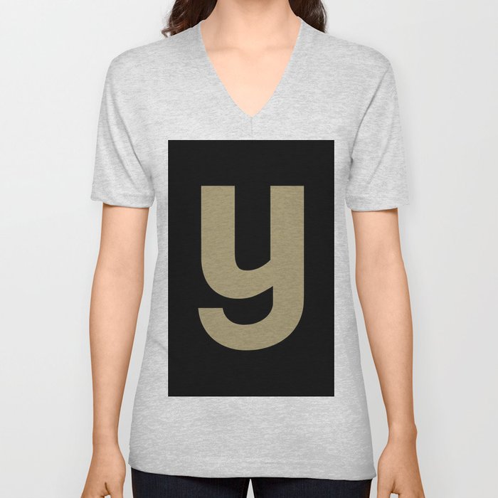 letter Y (Sand & Black) V Neck T Shirt