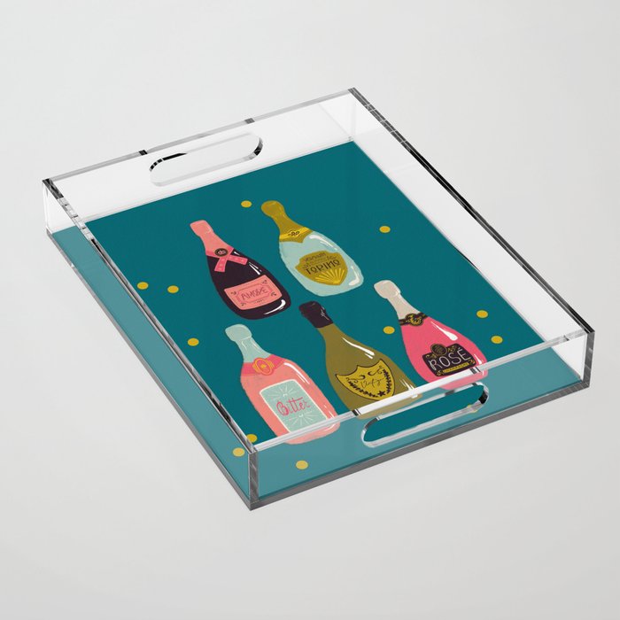 Champagne Cheers Blue Acrylic Tray