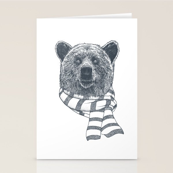 Winter Bear Drawing Stationery Cards By Thirstyfly Society6