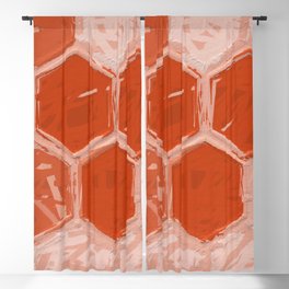 Hexagons - orange impasto painting pattern Blackout Curtain