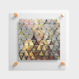 Geo Quilt Triangles Yellow Gray Black Floating Acrylic Print