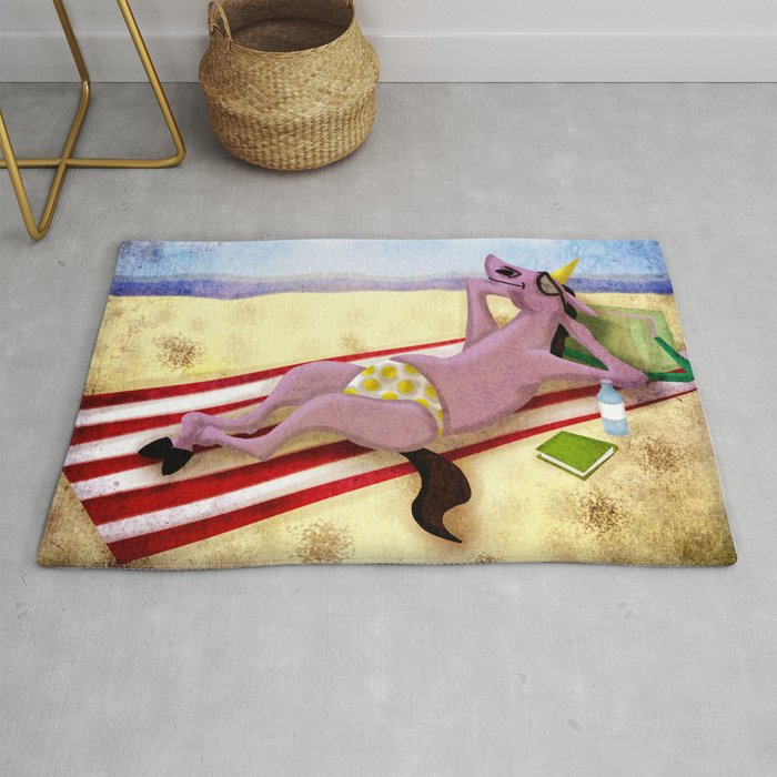 Itsy Bitsy Teenie Weenie Yellow Polka Dot Thong Unicorn Rug