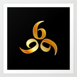 666- the number of the beast or angel symbol or devils number in gold Art Print