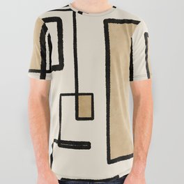Piet Composition - Mid-Century Modern Minimalist Geometric Abstract All Over Graphic Tee