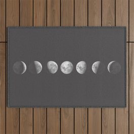 Moon Phases in Asphalt Outdoor Rug