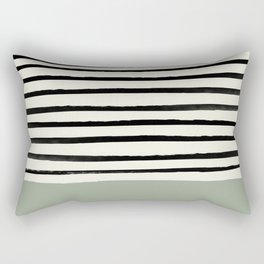 Sage Green x Stripes Rectangular Pillow